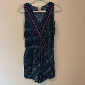 V-neck Multicolor Patterned Romper